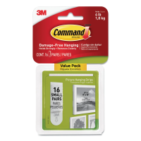 3M Picture Hanging Strips Value Pack, Small, Removable, 0.63 x 1.81 inch, White, 16 Pairs/Pack